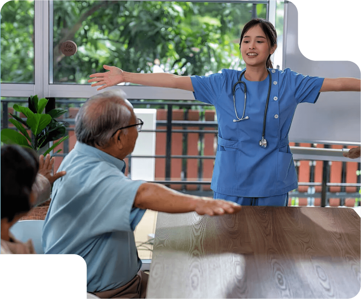 Scope NDIS support worker guiding a participant through an exercise session